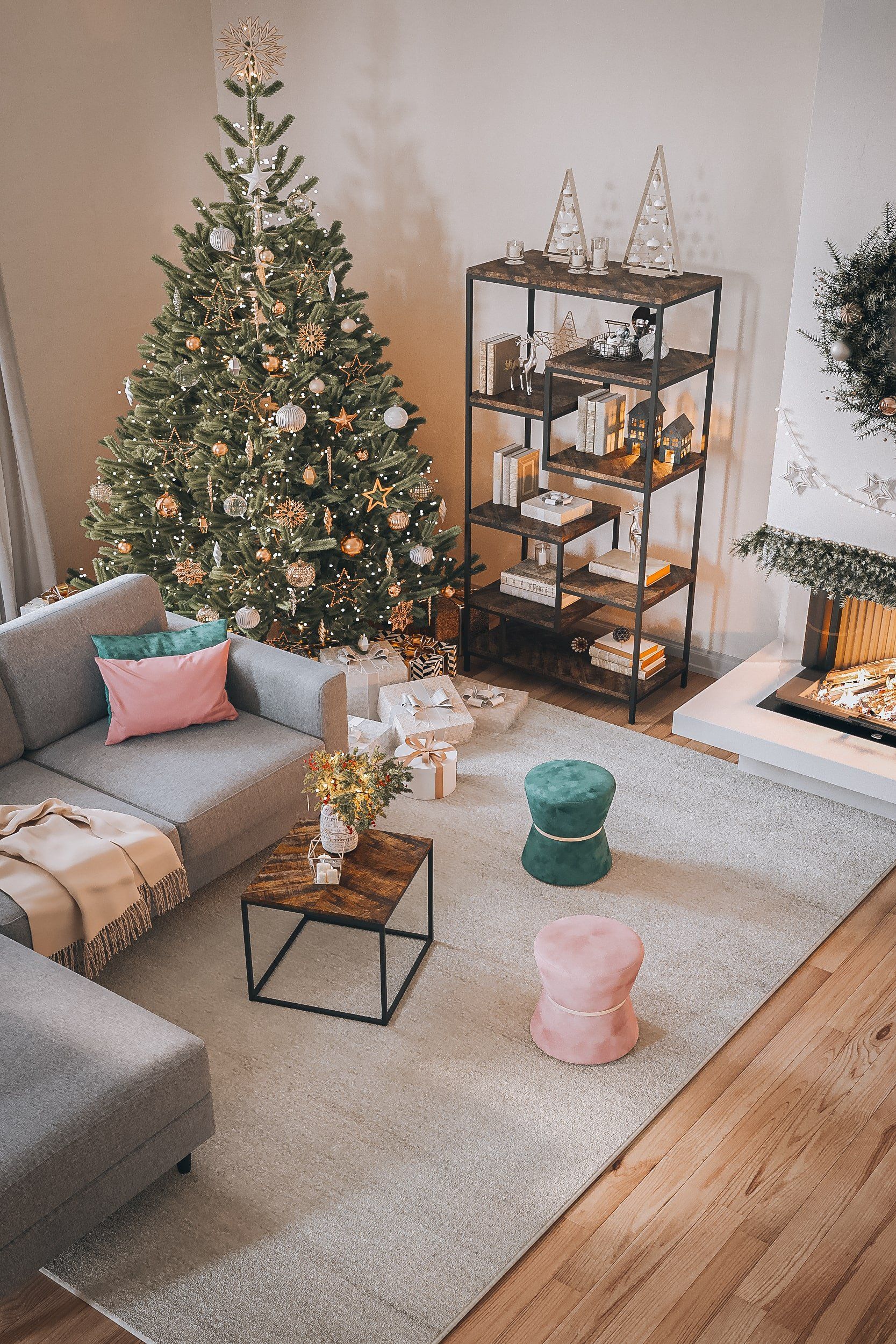 Lifestyle 3D Rendering of Furniture in Christmas Setting