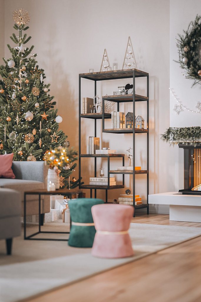 3D Interior Visualization of Festive Living Room with fittings Rendering
