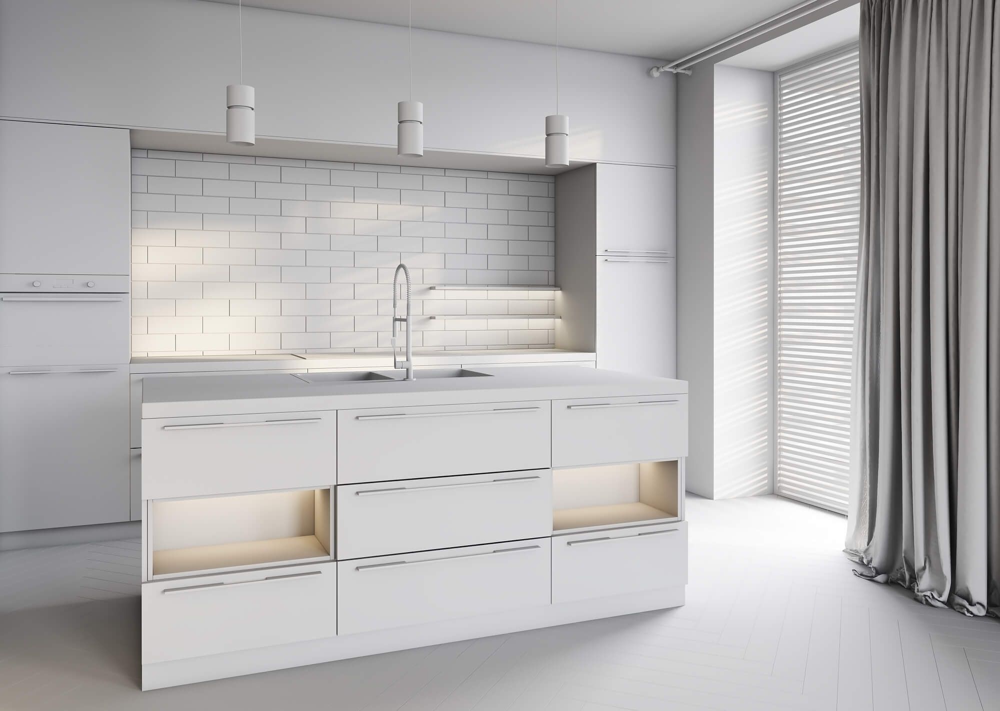 Lighting System in Kitchen 3D Furniture Visualization