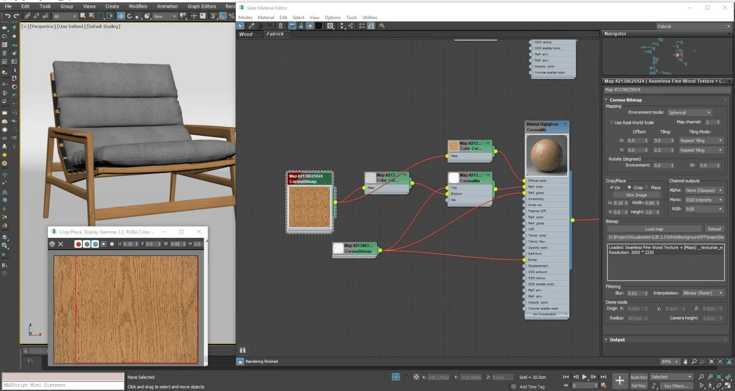 Texturing upholstered furniture model