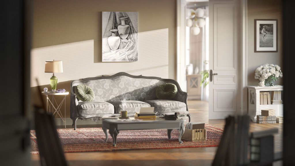 A 3D Model of a Classic Sofa for Furniture Promo and Business Strategies