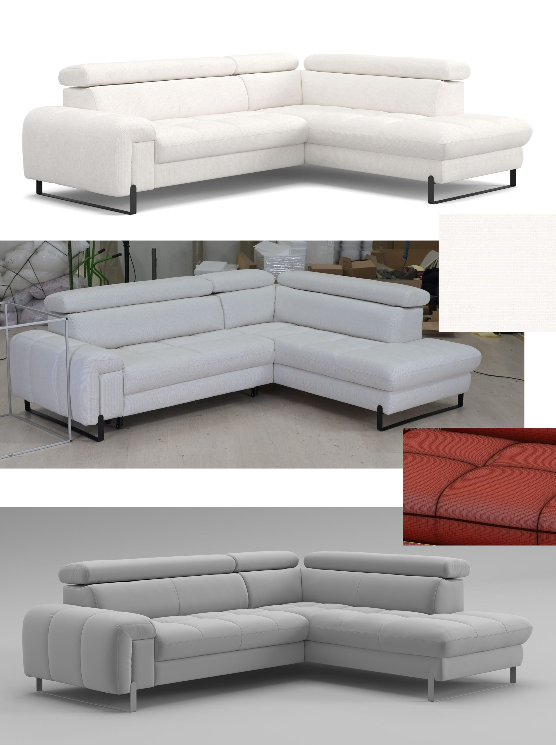 3D Modeling of a Modern L-Shaped Sectional Sofa