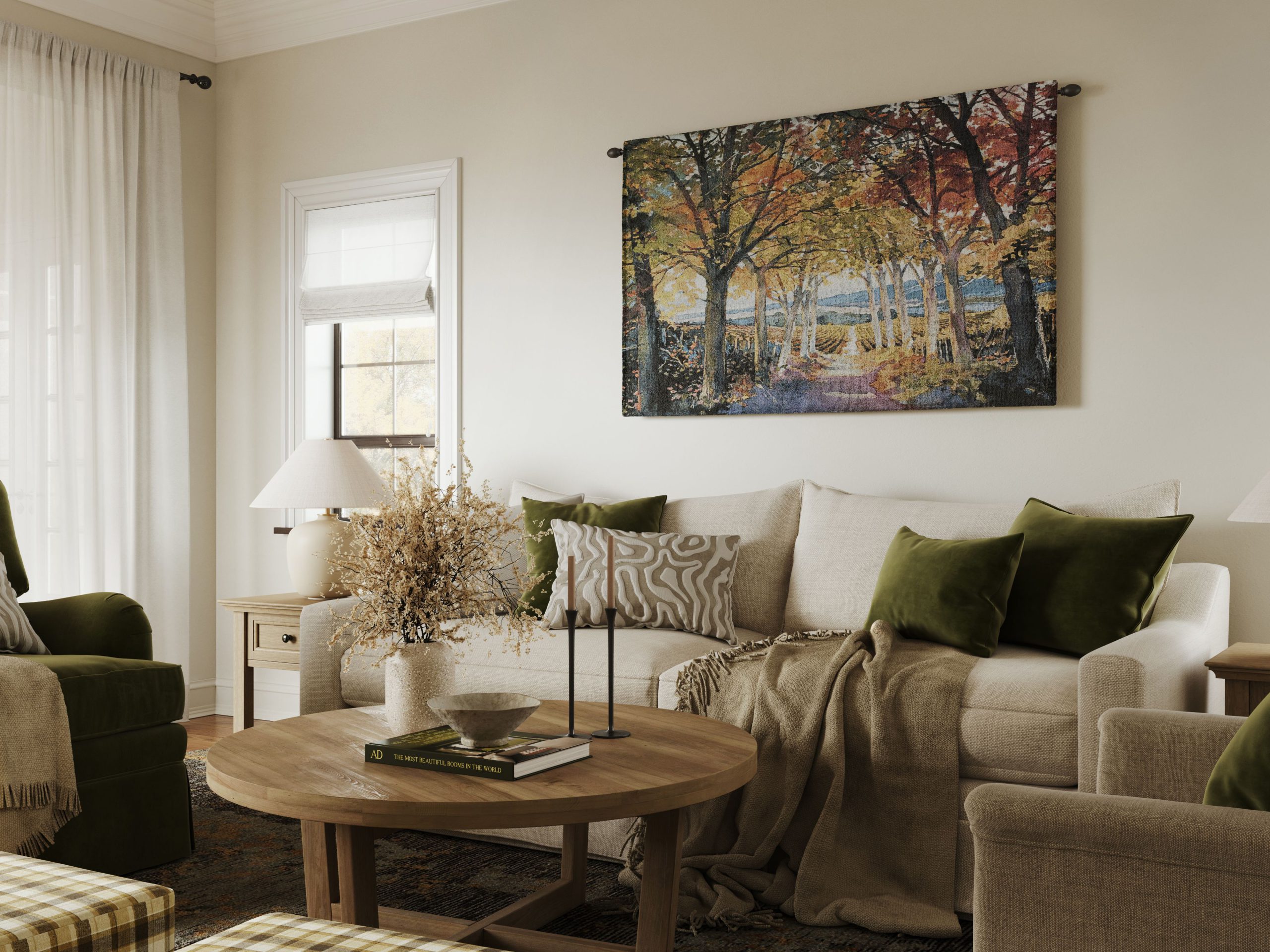 3D Render of a Tapestry in a Living Room Context