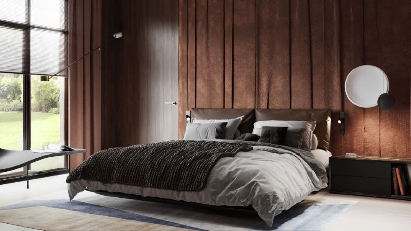 A Bedroom 3D Rendering with Luxury Furniture Pieces and Accessories