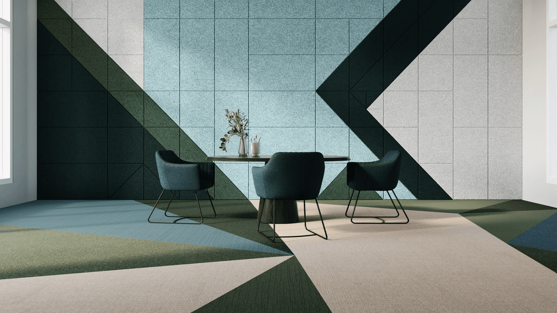 BAUX acoustic wall panels interior rendering