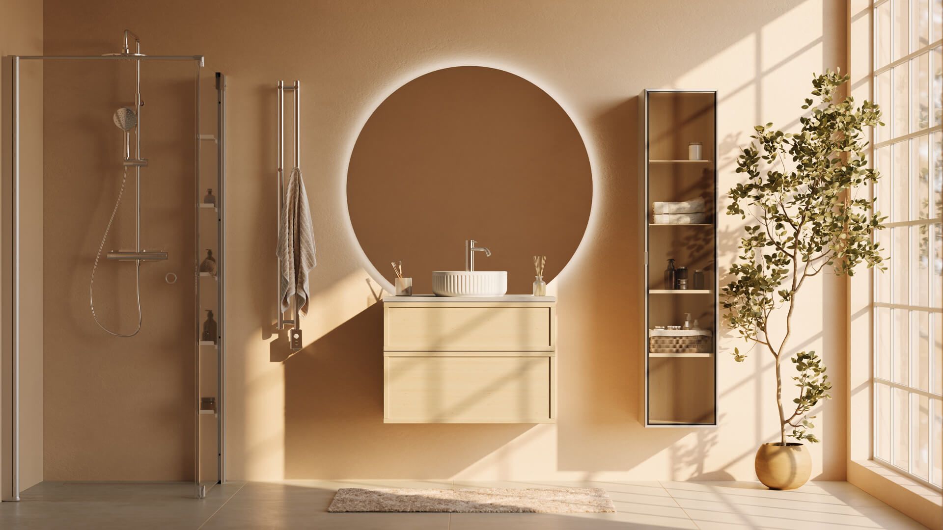 Lifestyle render for bathroom fixtures