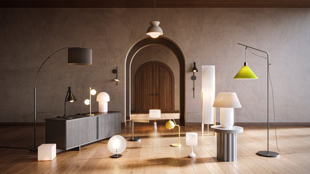 3D Interior Visualization of Modern Lighting Fixtures