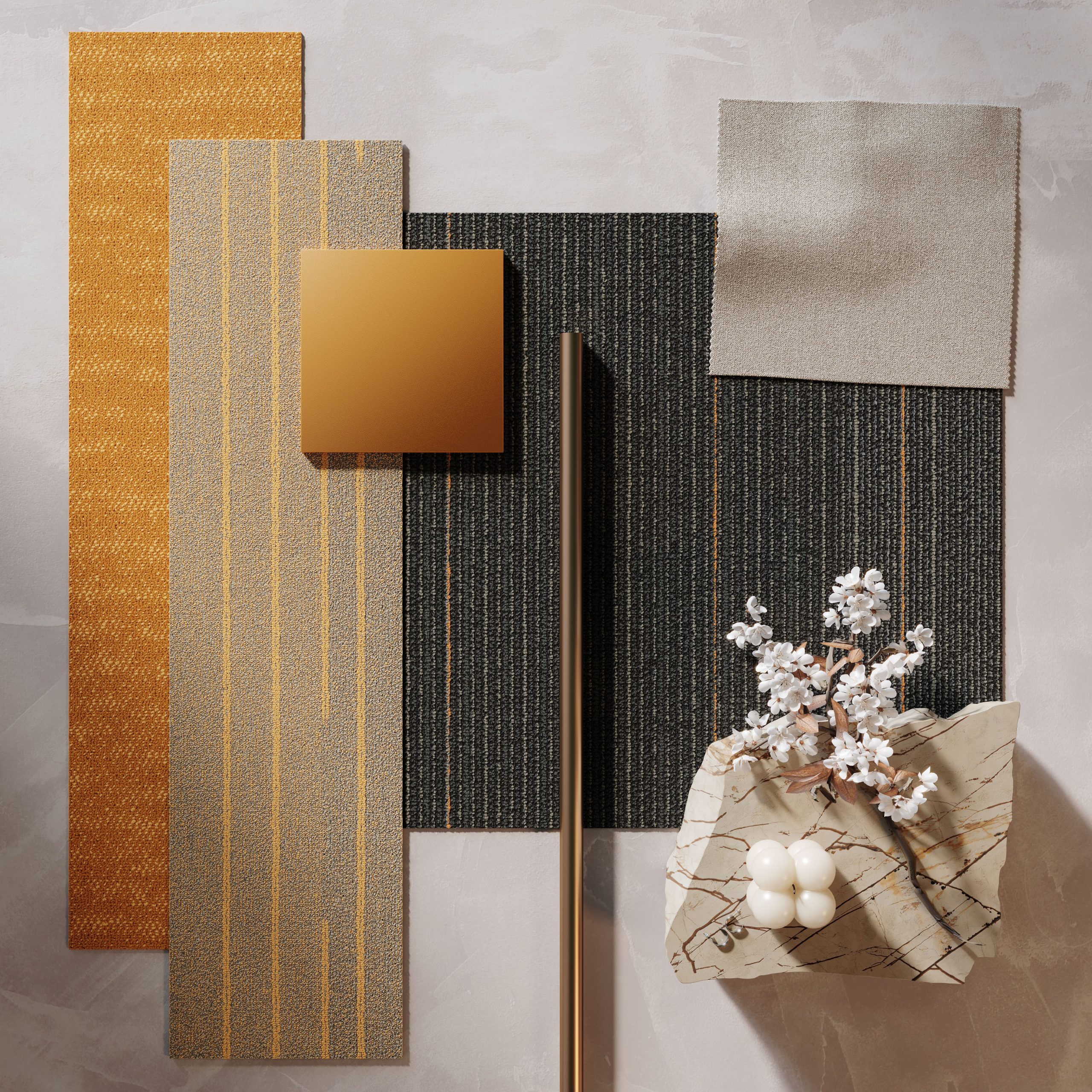 Creative Flatlay CGI of Finishes Design Options