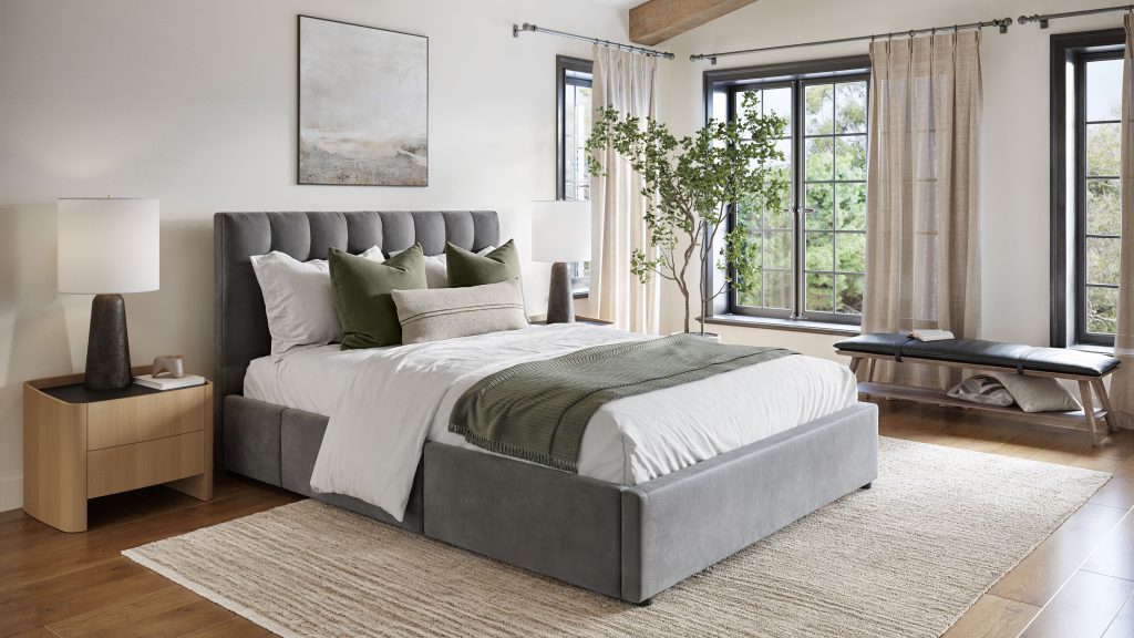 3D Visualization of Modern Bedroom with Furniture Rendering