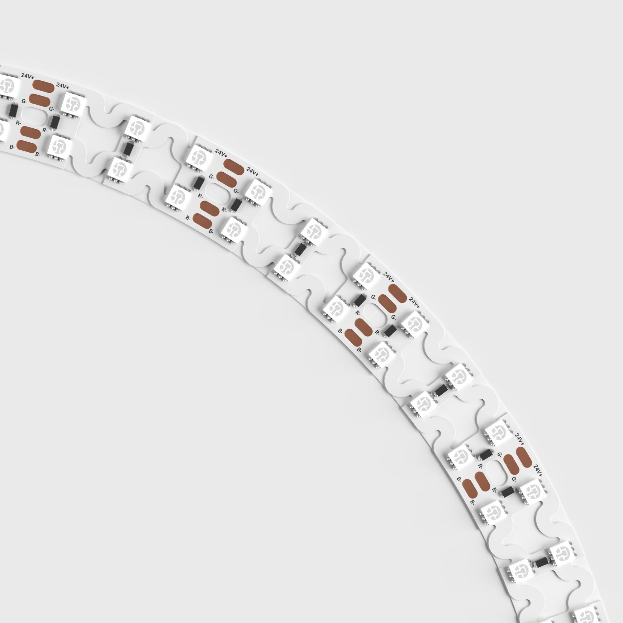 3D rendering for lighting illustrating a curved flexible strip following a smooth arc