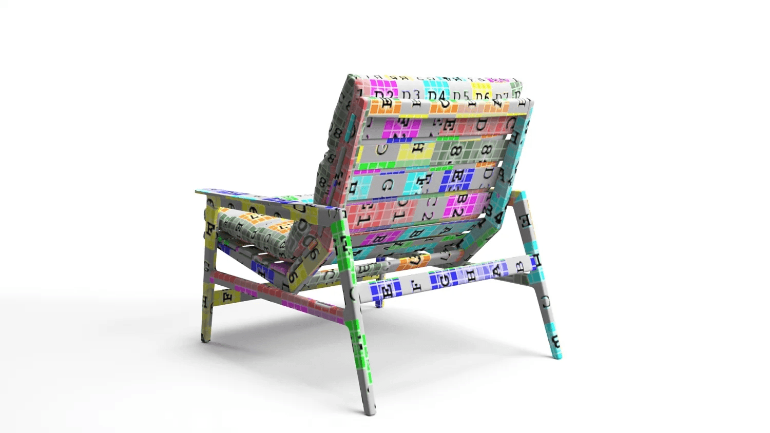 Texture mapping for a chair 3D model: Back shot