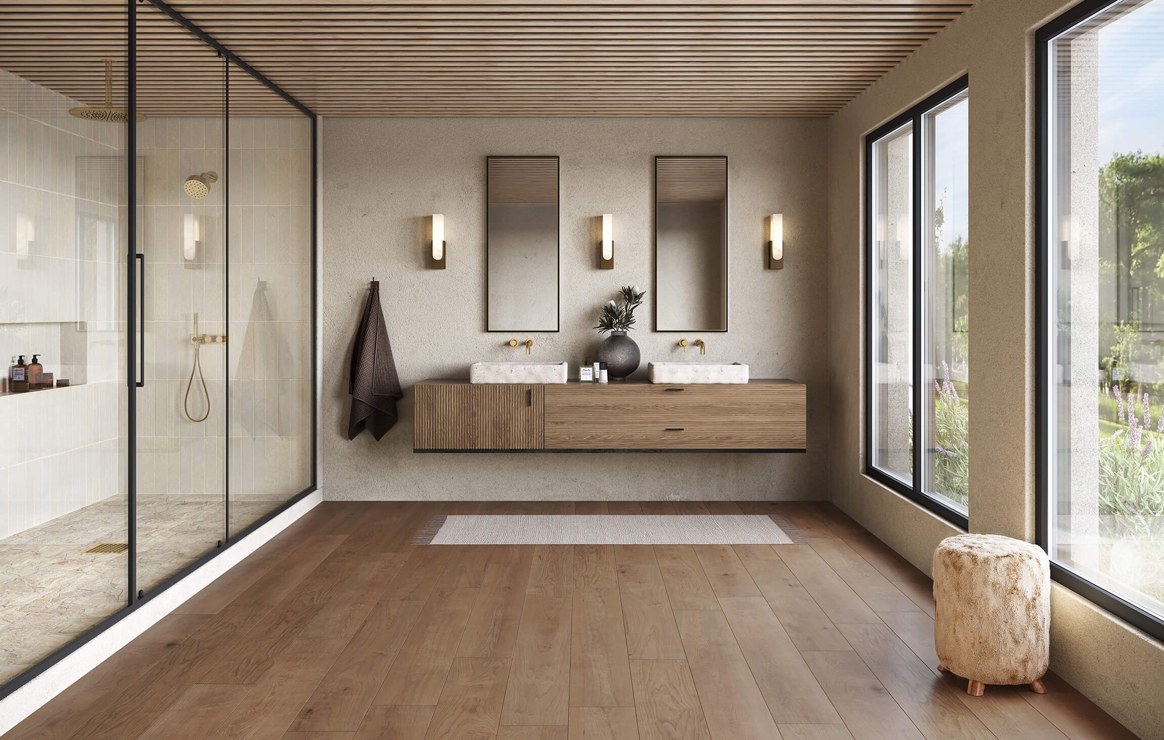 Bathroom Floor Detail in 3D Rendering