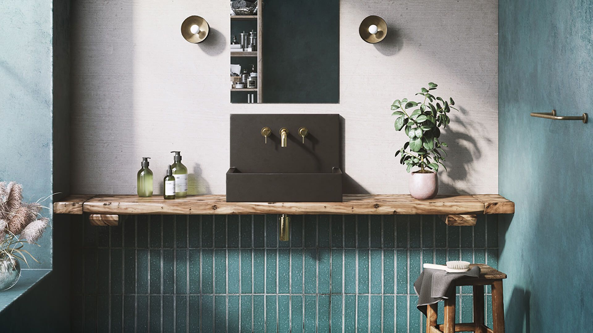 High-quality 3D visualization of a modern bathroom 