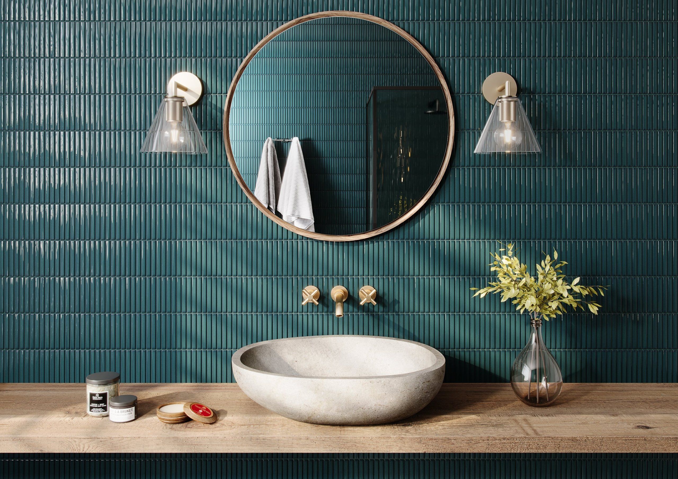 Lifestyle CGI of Stylish Bathroom Products