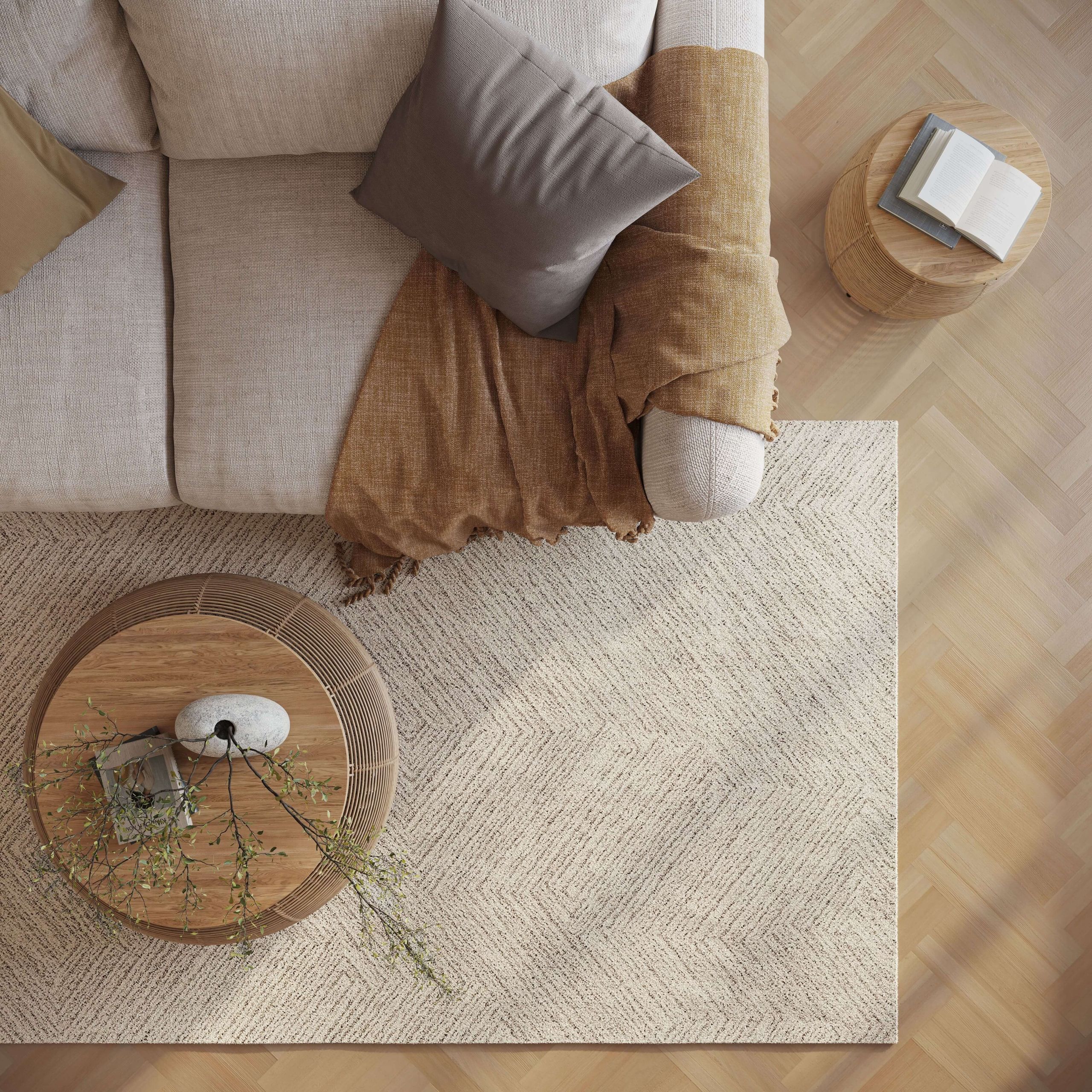 3D Rendering of Cozy Living Room Carpet Top View