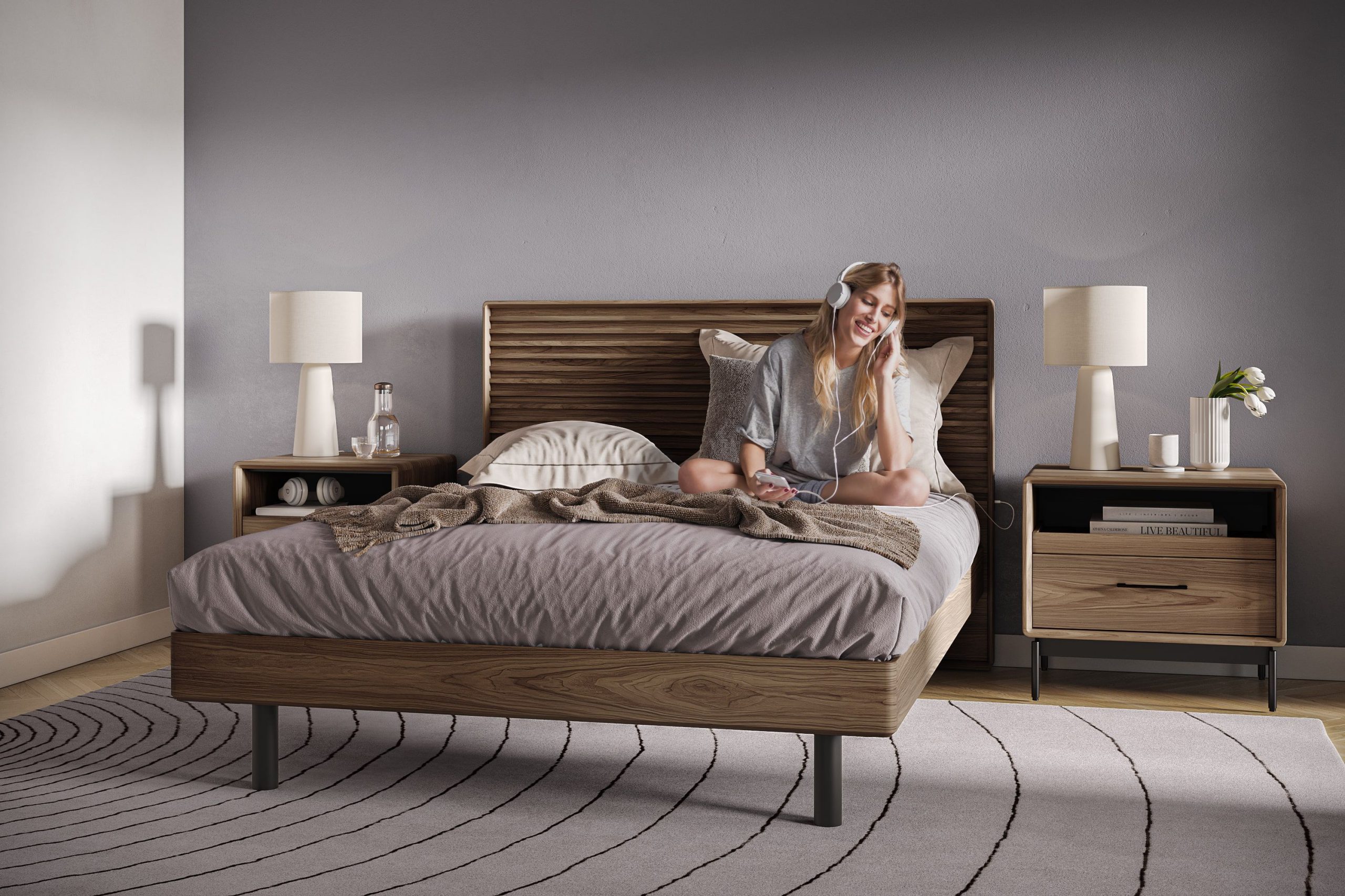 Product CG Render with a Girl on a Bed