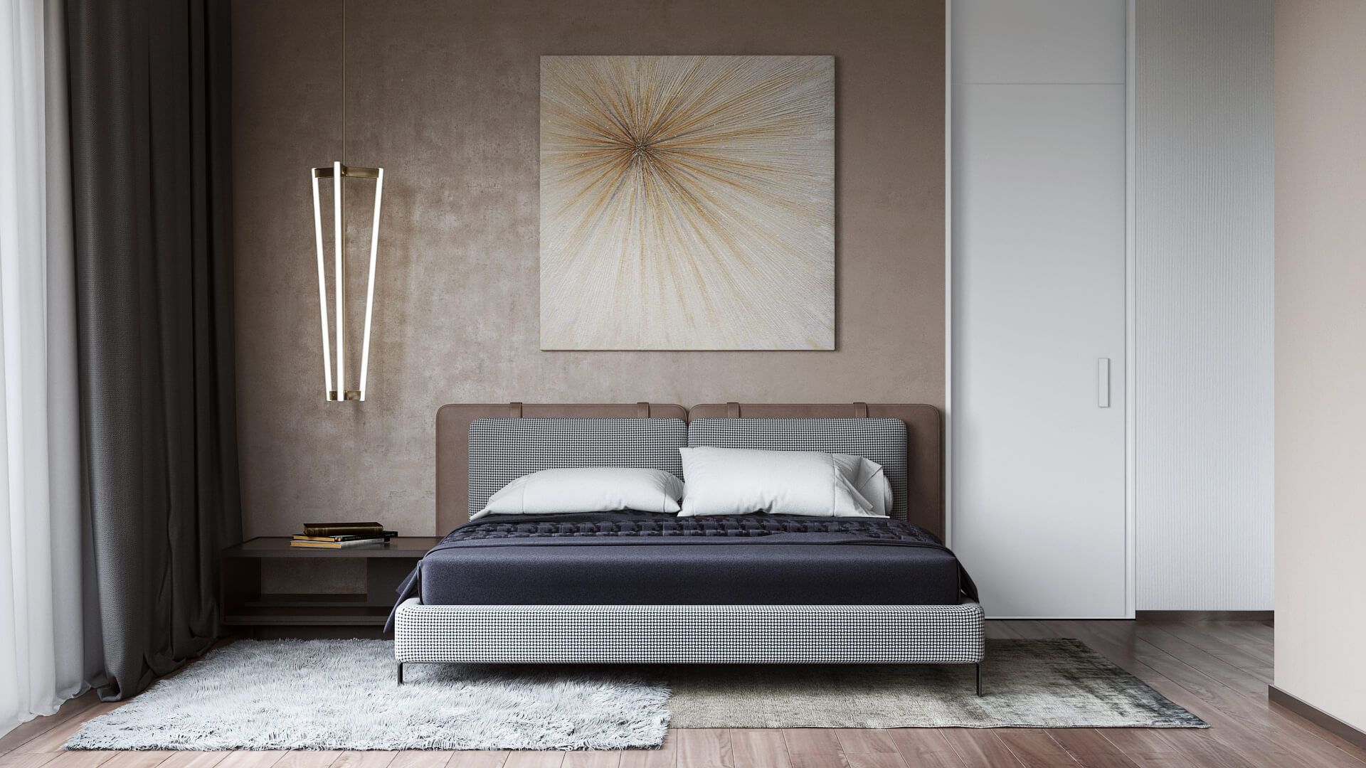3D-rendered bedroom in beige tones, serving as a header image for a section on the impact of project timelines on cost.