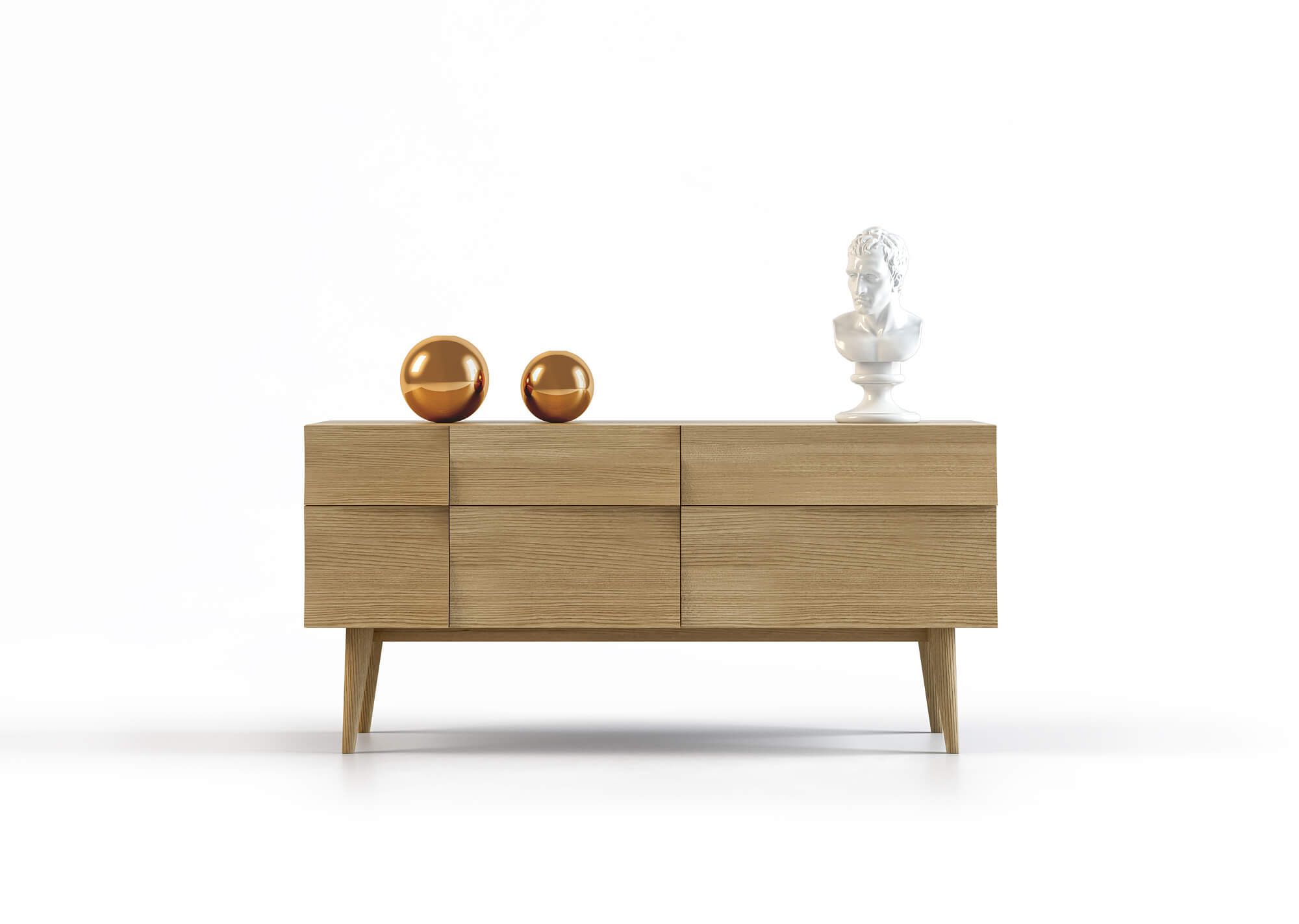 3D product model of a sideboard on a white background, serving as a header image for a section on the impact of source file quality on project cost.