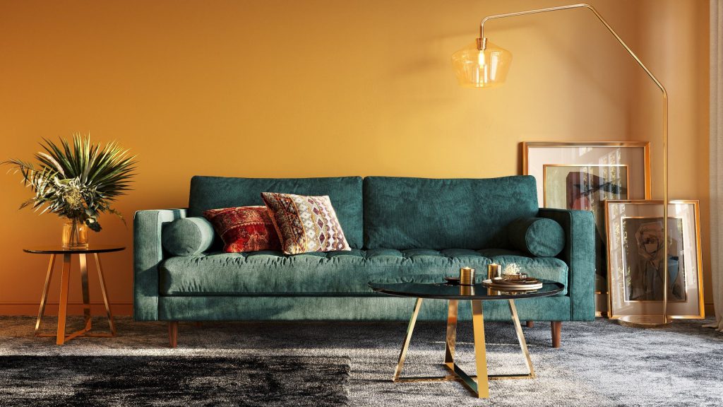 3D Interior Visualization of Modern Living Room with Furniture
