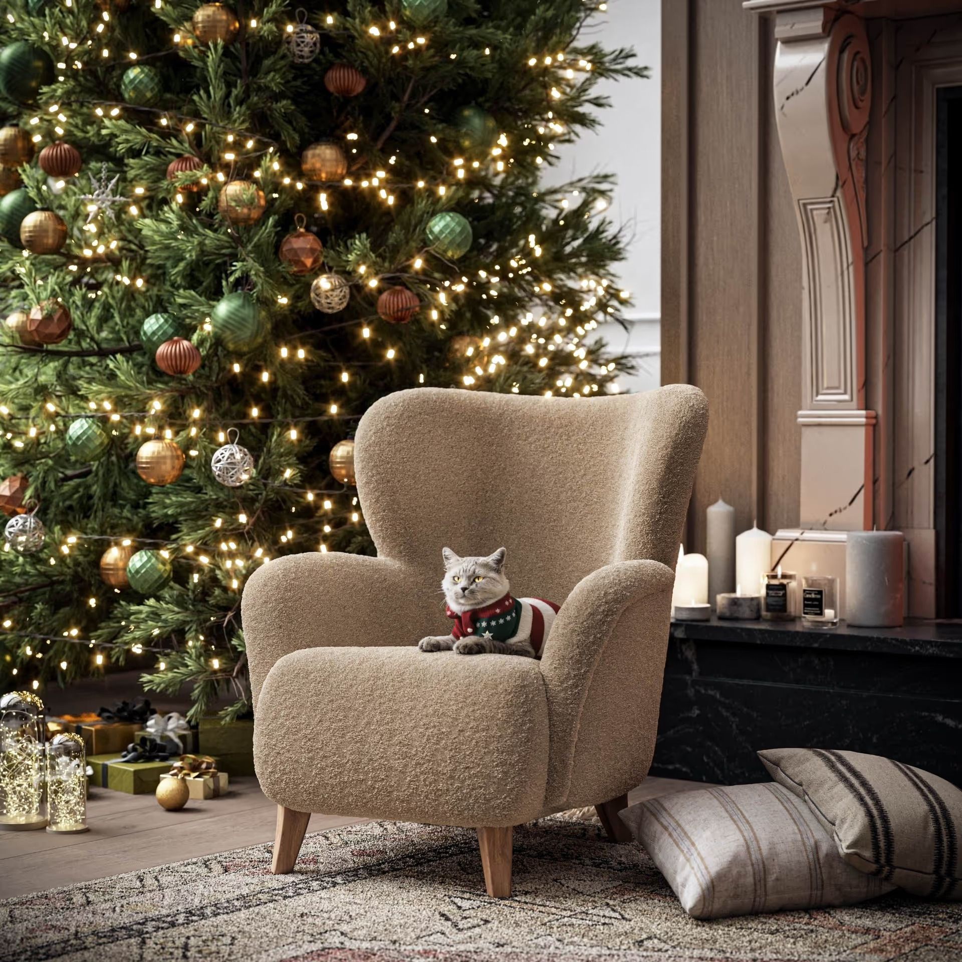 Christmas Marketing 3D Render for an Armchair