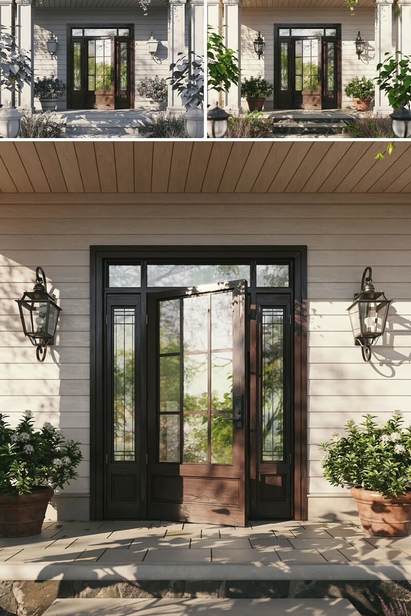 High-quality 3D rendering of a modern entrance showcasing realistic furniture and architectural details, ideal for 3D visualization and CGI projects.