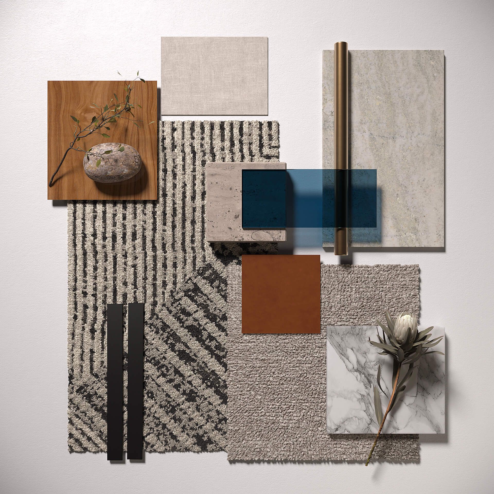 Flatlay CG Rendering of Materials