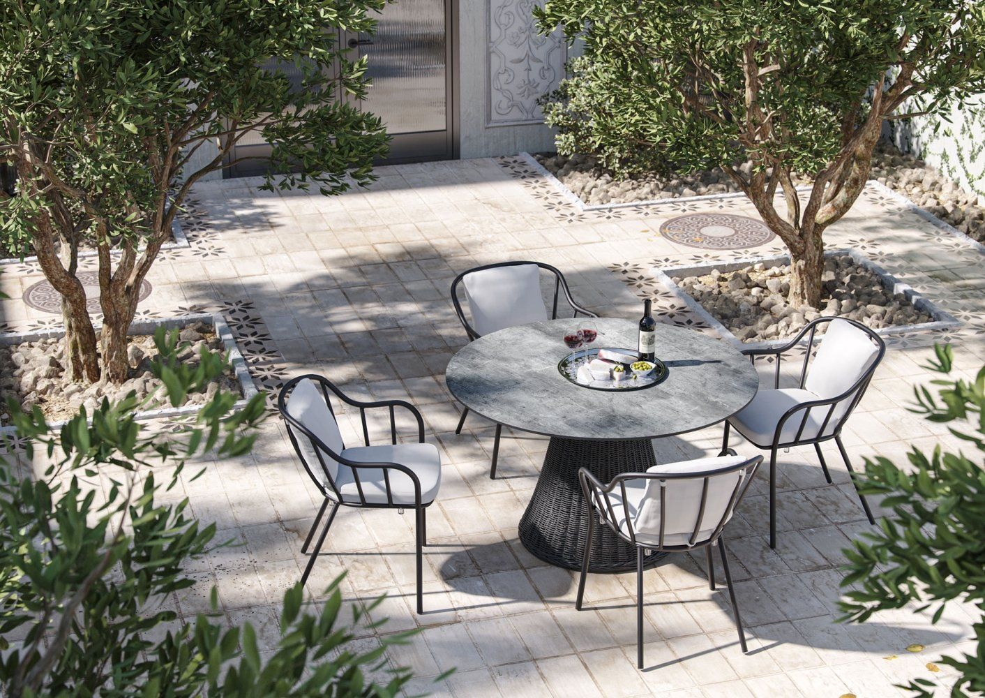 Lifestyle 3D Rendering of an Outdoor Furniture Set