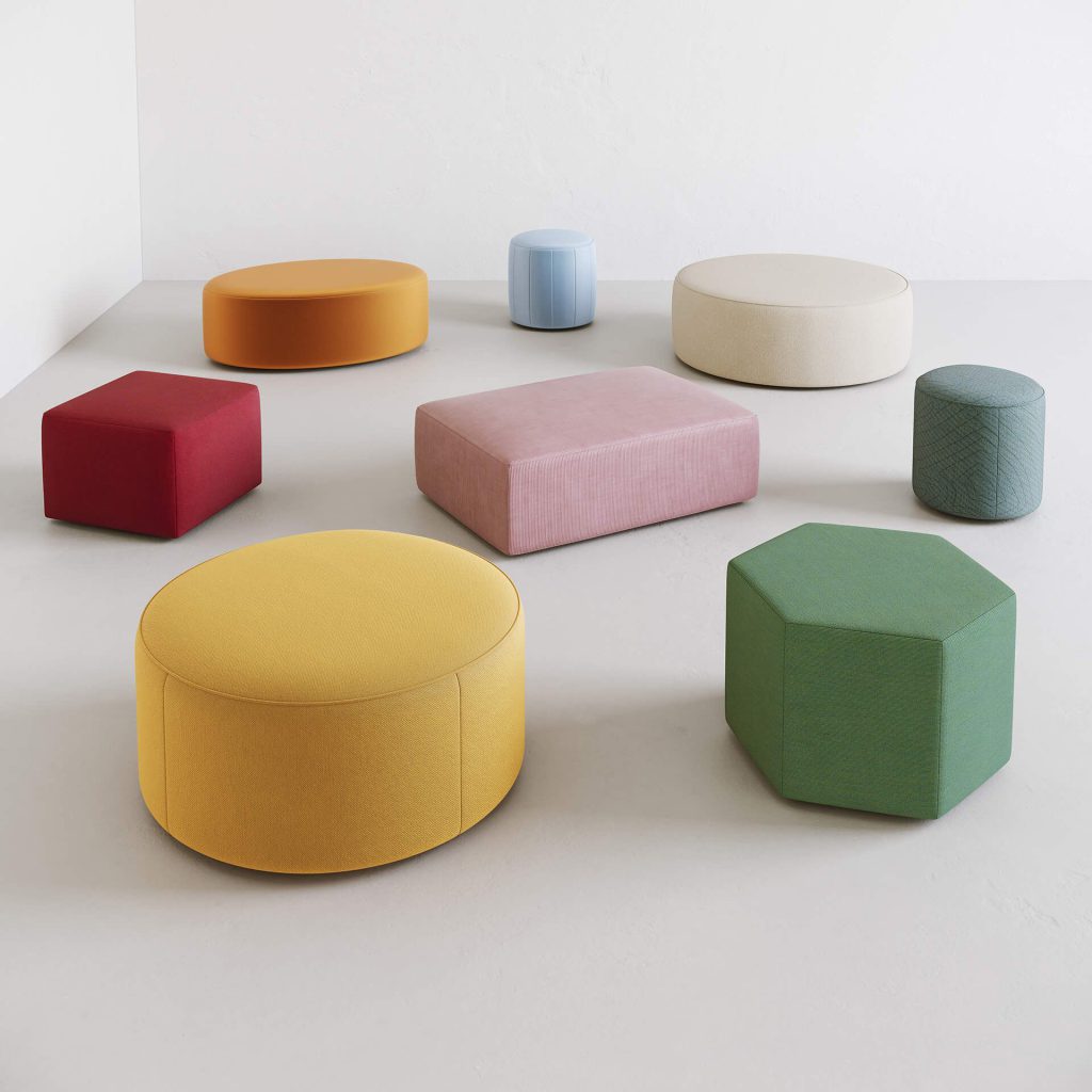3D fittings Modeling and Rendering – Colorful Ottomans