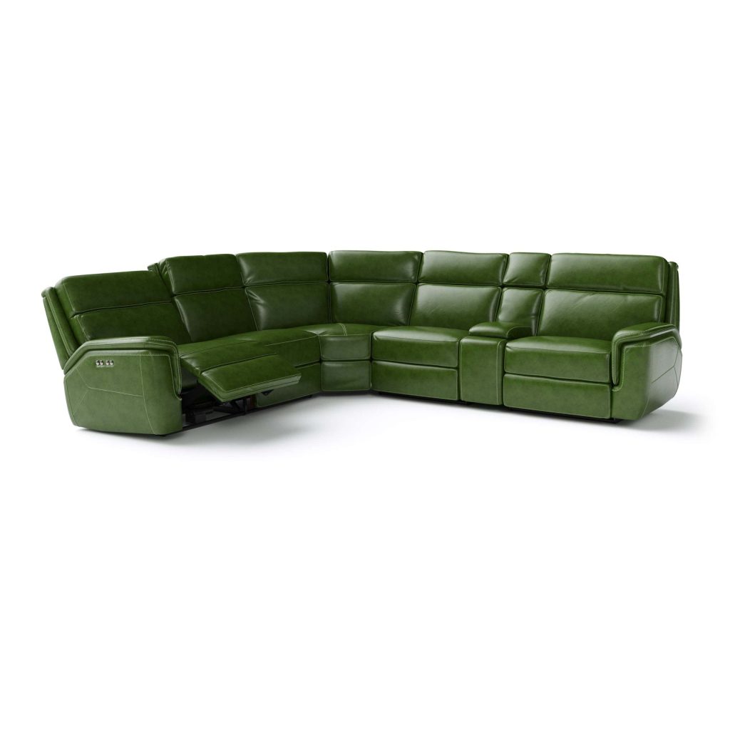 3D Furniture Rendering of Green Leather Sofa