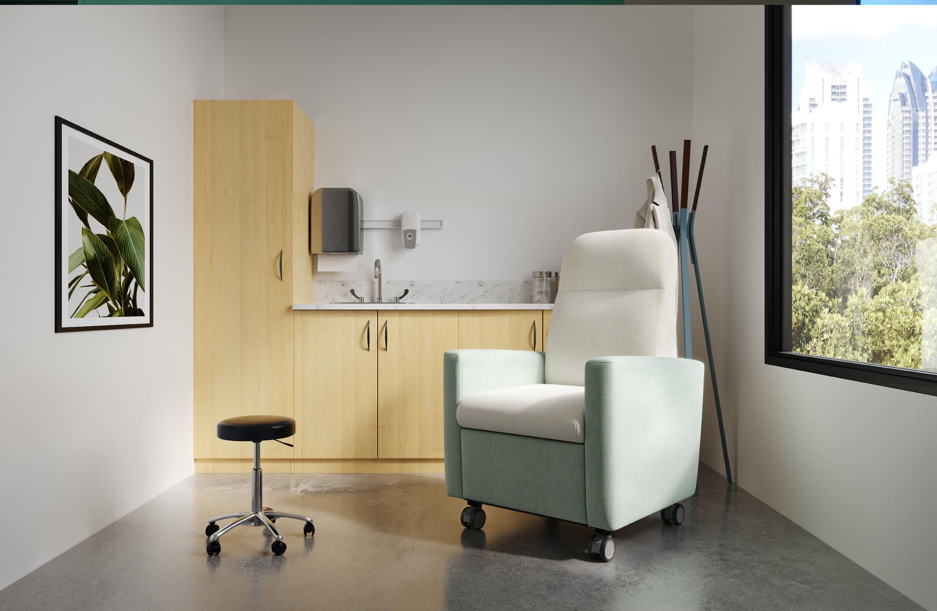 Two-Colored Armchair Lifestyle 3D Rendering