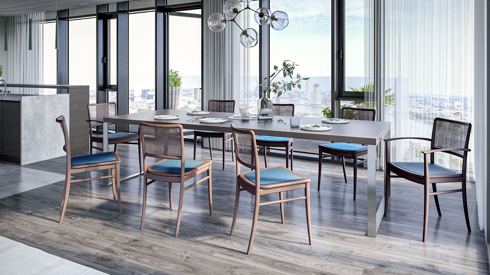 Rendering in marketing — kitchen chairs photorealistic CGI scene