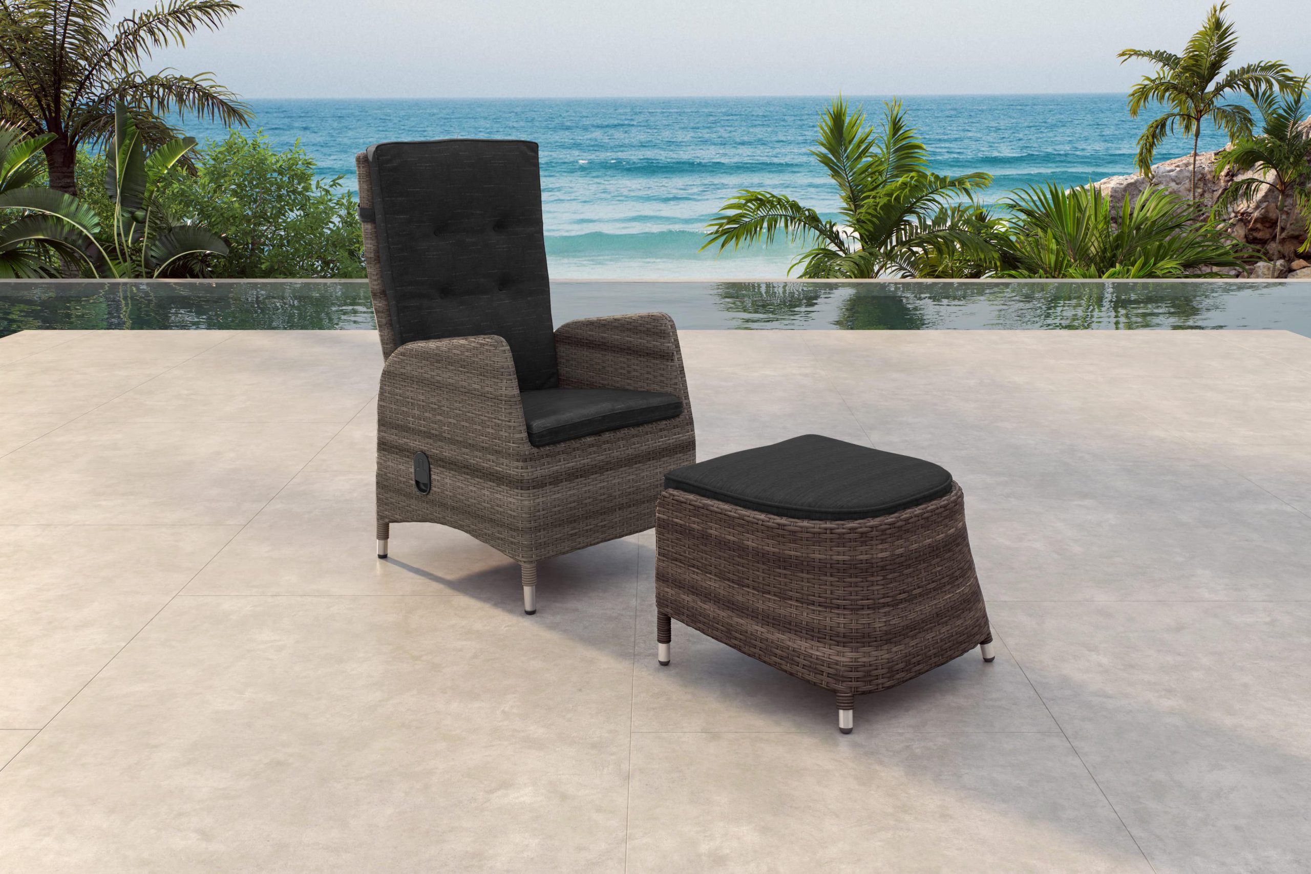 3D Rendering of Dark Rattan Lounge Set