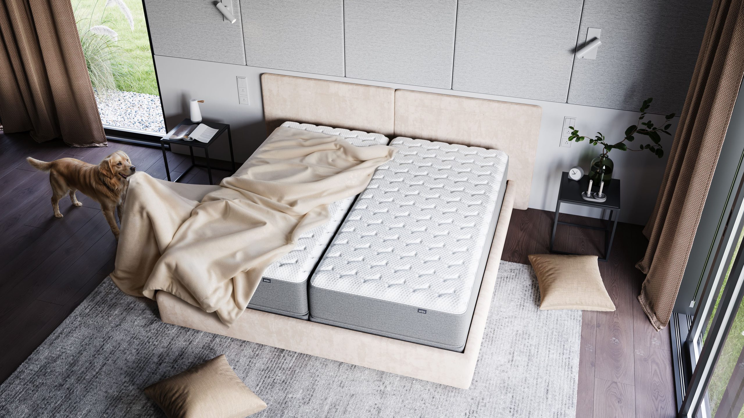 Lifestyle CGI of a Split Mattress