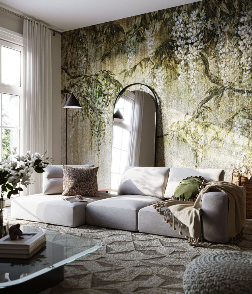 3D Interior Visualization of Modern Living Room with Realistic Furniture Rendering