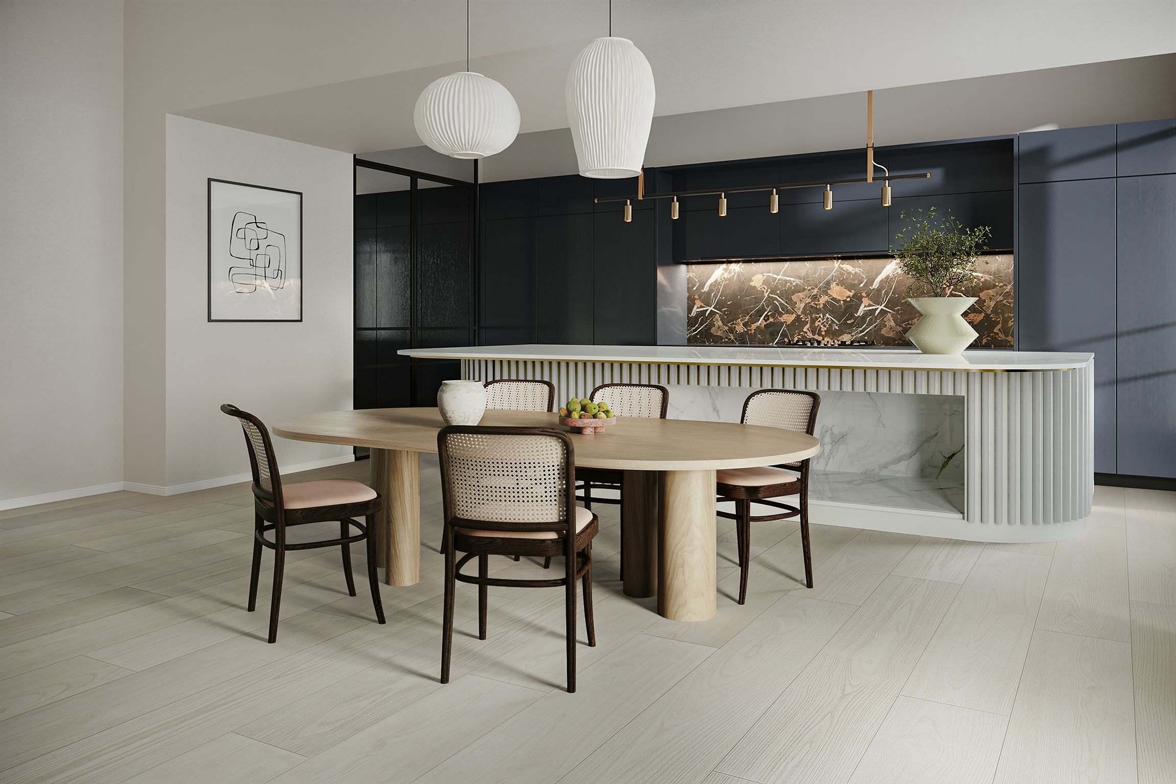 Dining Room Light Floor Lifestyle CG Rendering