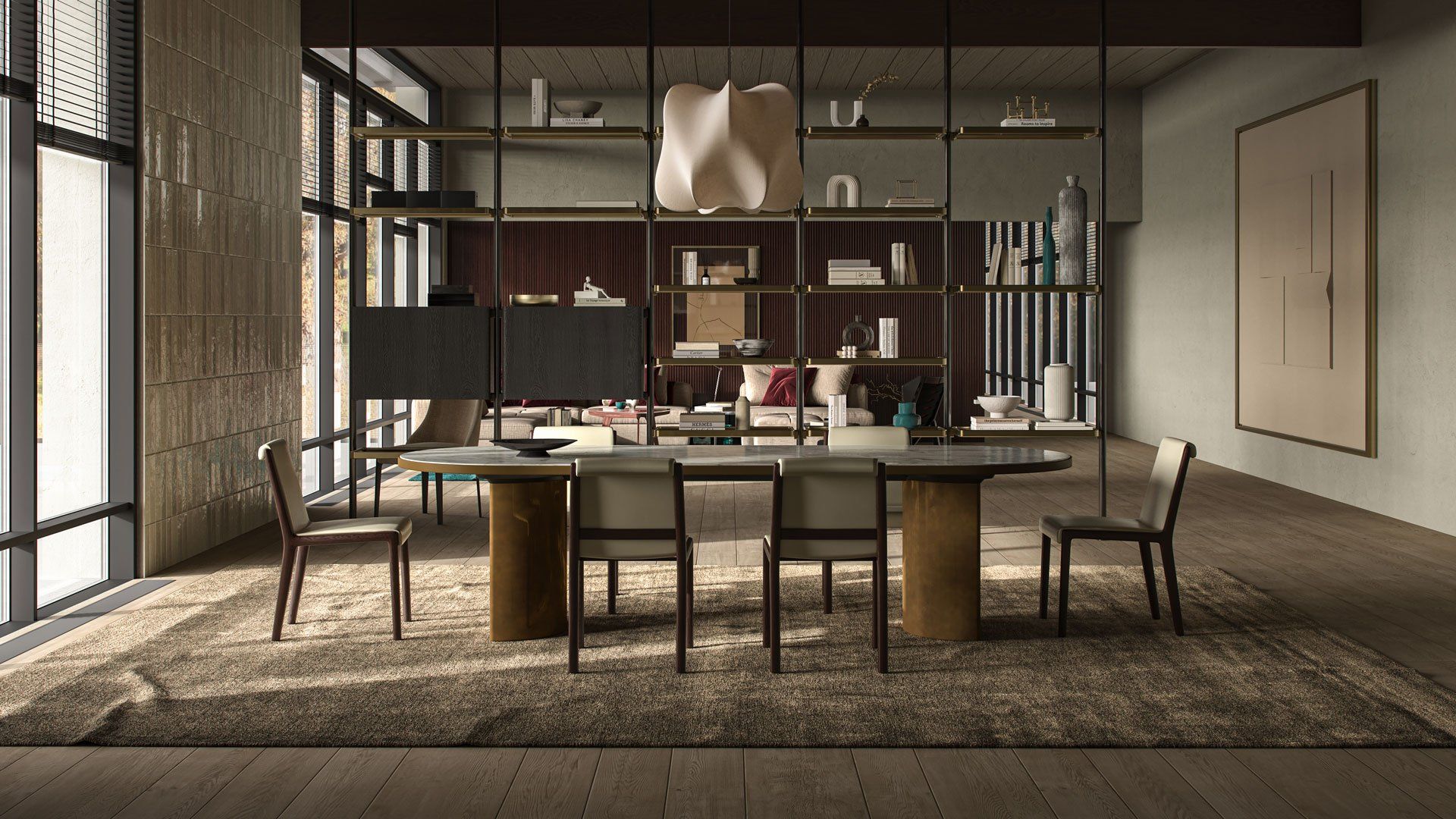 First-class 3D rendering of a modern dining room