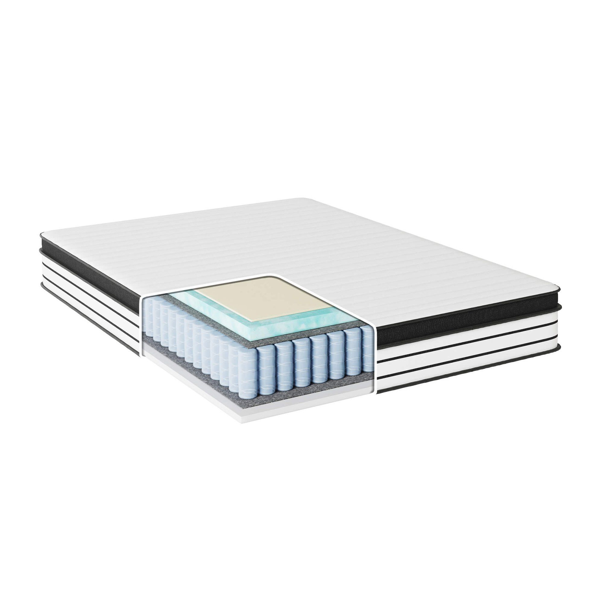 3D rendered image showcasing detailed layers of a mattress, highlighting 3D furniture modeling and visualization techniques