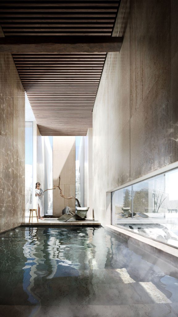 3D Interior Visualization of Modern Pool Area