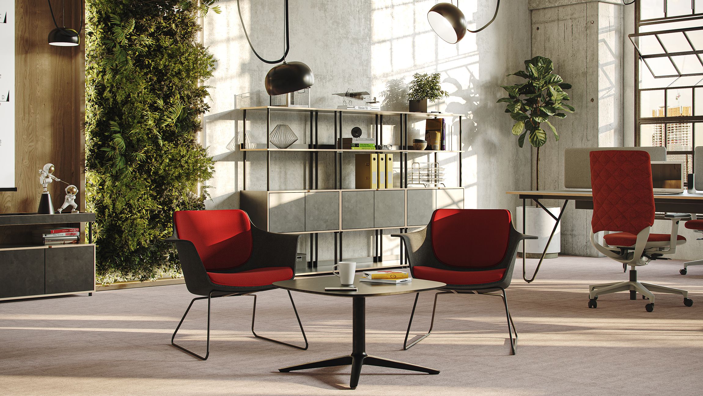 Red Chair Lifestyle 3D Rendering