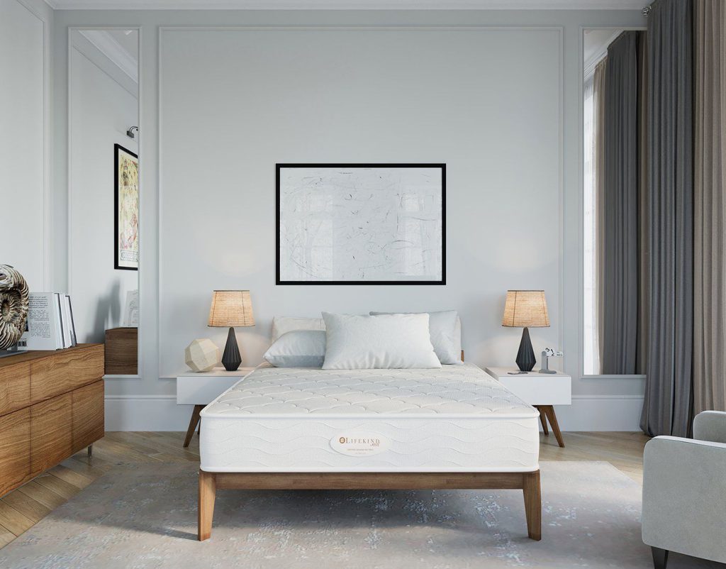 3D Interior Visualization of stylish Bedroom with Furniture Rendering