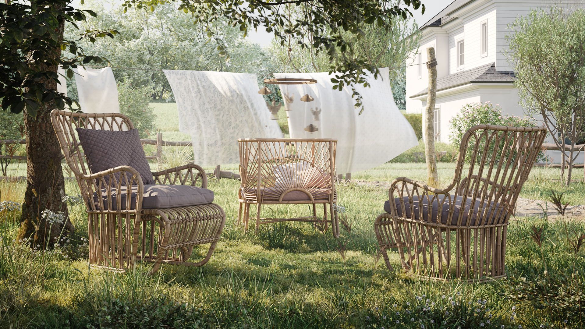 Poolside 3D Environment for Outdoor Furniture Set