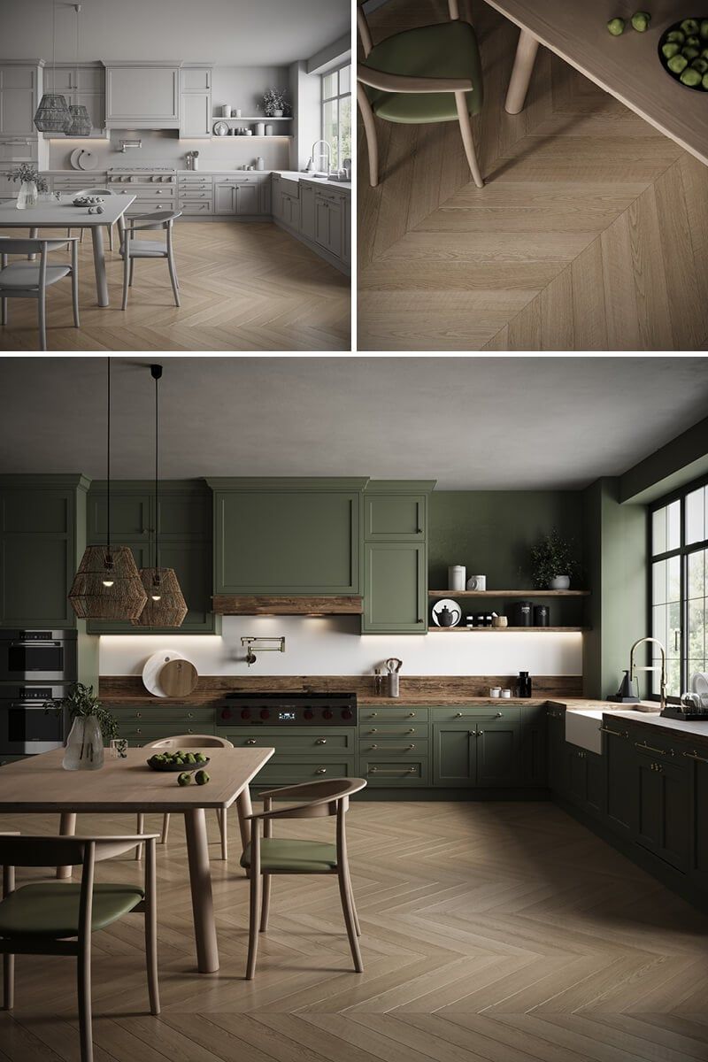 High-quality 3D rendering of a modern kitchen showcasing realistic furniture and interior design, featuring 3D furniture modeling and visualization.