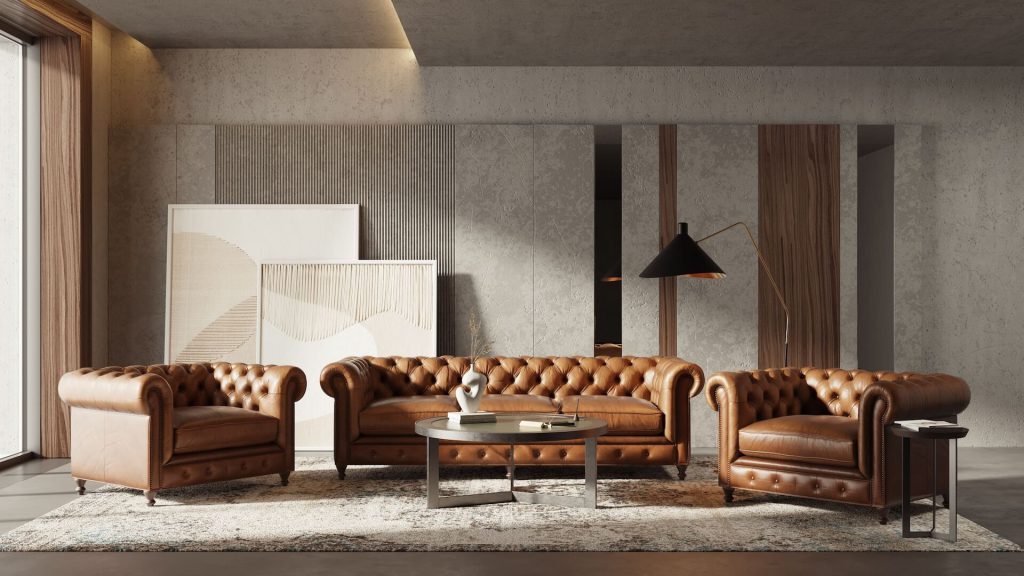 Product 3D Rendering for Email Marketing of Leather Furniture