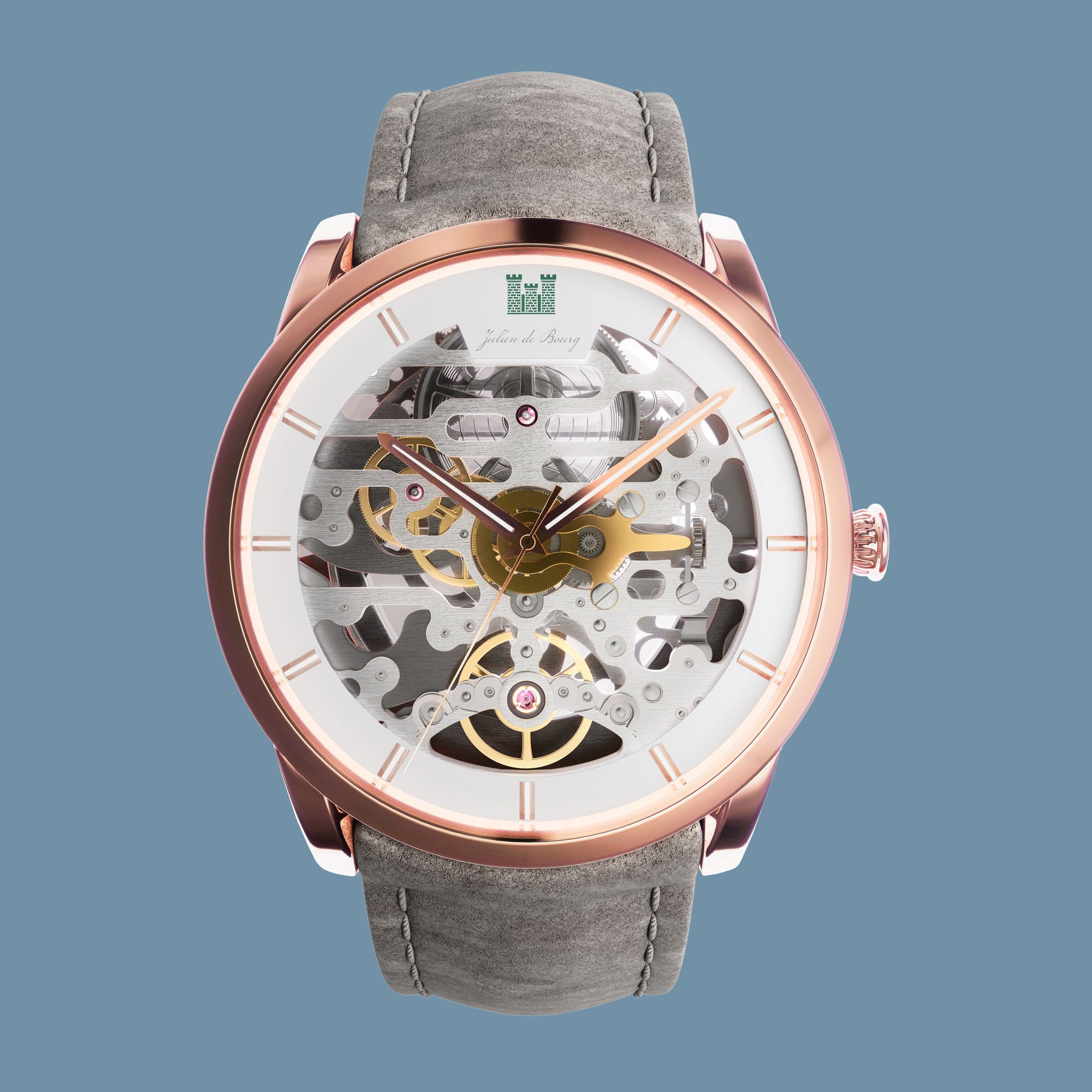 Photoreal 3D visualization of a luxury watch showcasing intricate design, photorealistic rendering, and detailed 3D modeling.