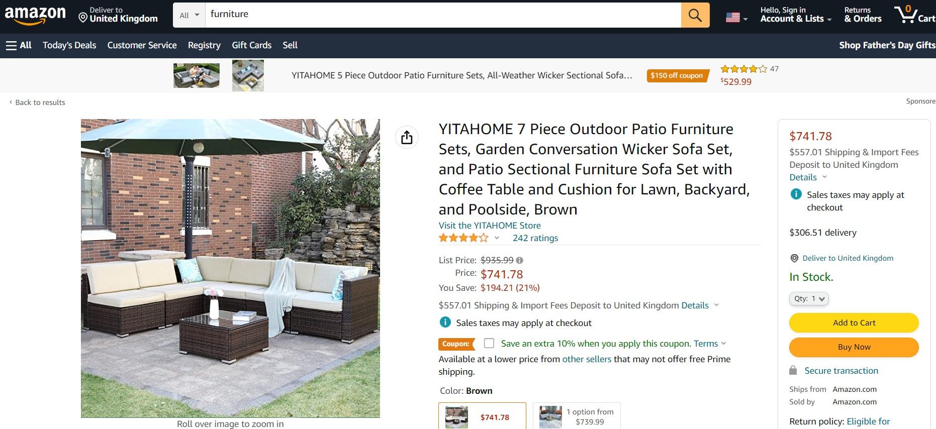 Presentation of Amazon Product Page