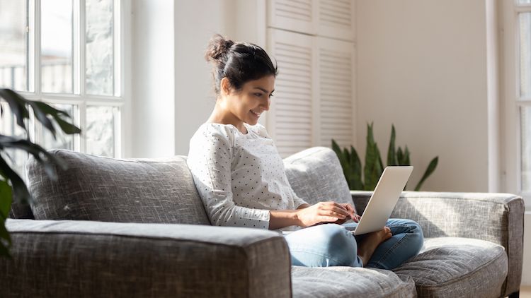 Woman Looking at Product Spotlights Online