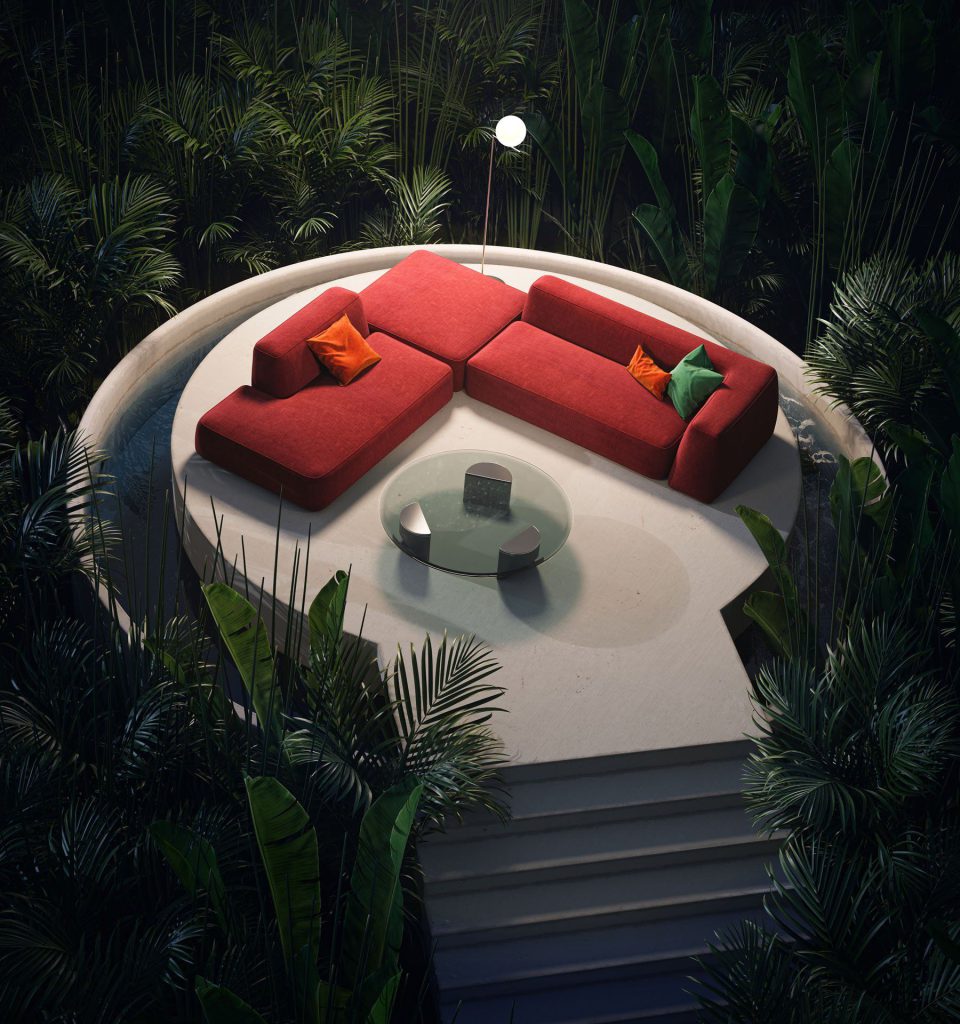 3D Furniture Rendering – Outdoor Lounge Visualization