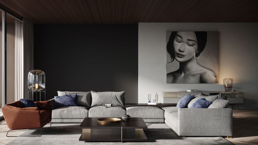 Rendering of a Modern Living Room Made with Corona 6 and 3ds Max