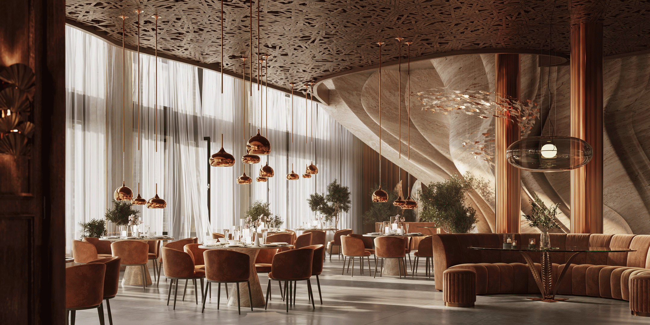 First-class 3D Visualization of a Modern Restaurant Interior