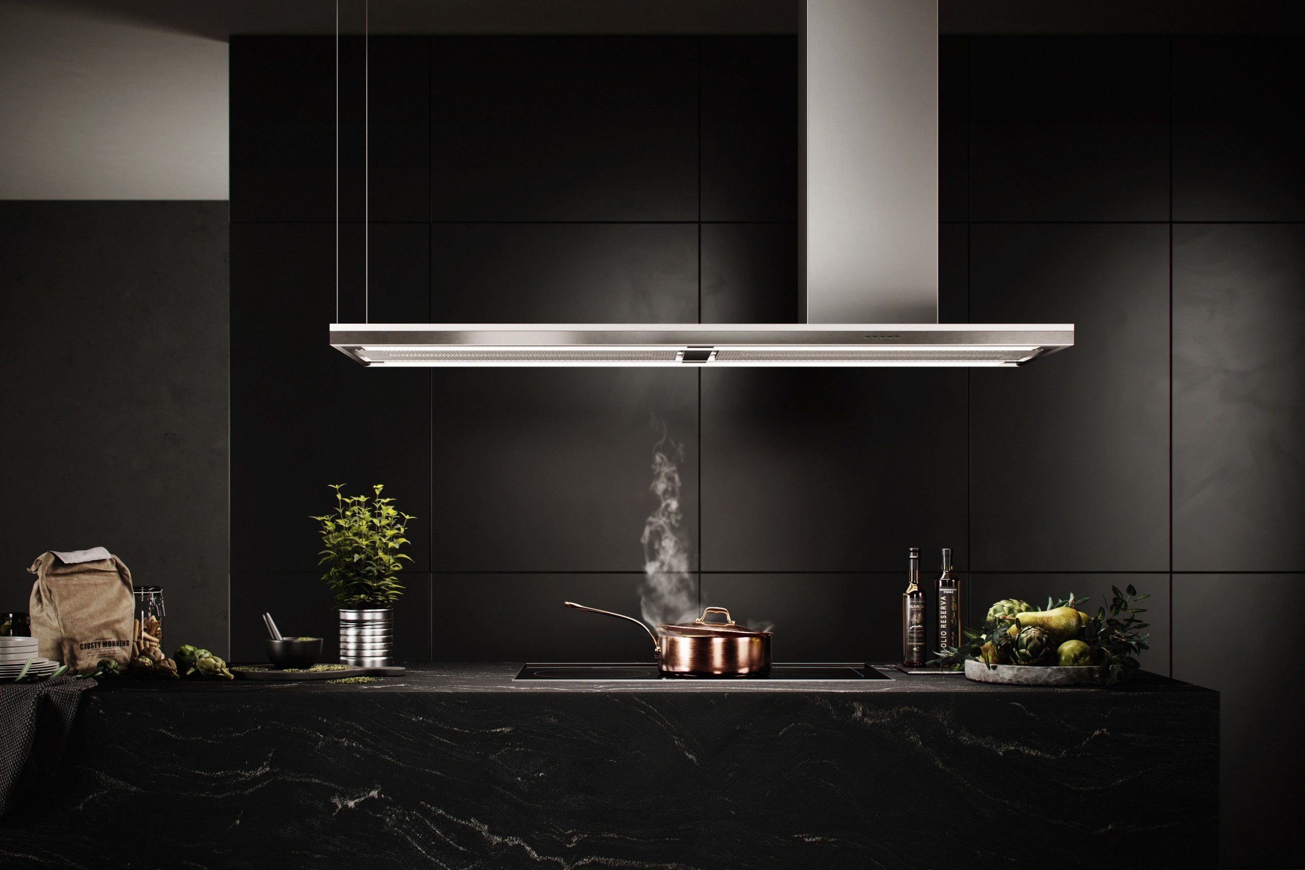 High-quality 3D kitchen interior visualization showcasing modern furniture and realistic rendering